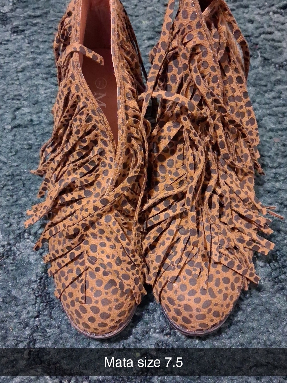 Mata Shoes Brown Leopard Print Fringe Lace-Up Boots